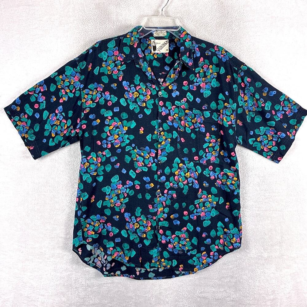 VTG Goouch Shirt Mens M Multicolor Abstract Rayon Blend Streetwear Art 80s 90s